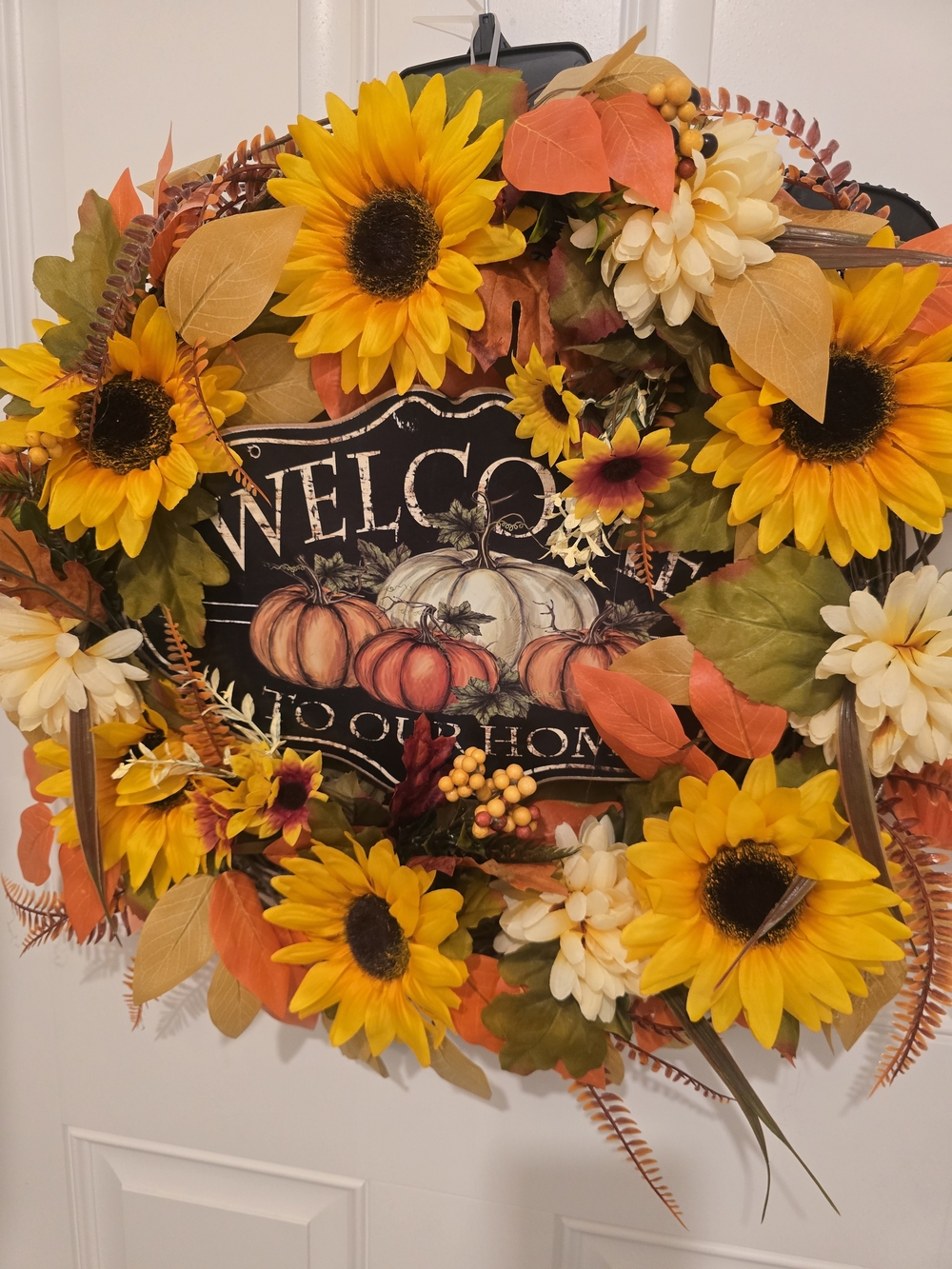 Fall Wreath Florals Sunflowers Pumpkin